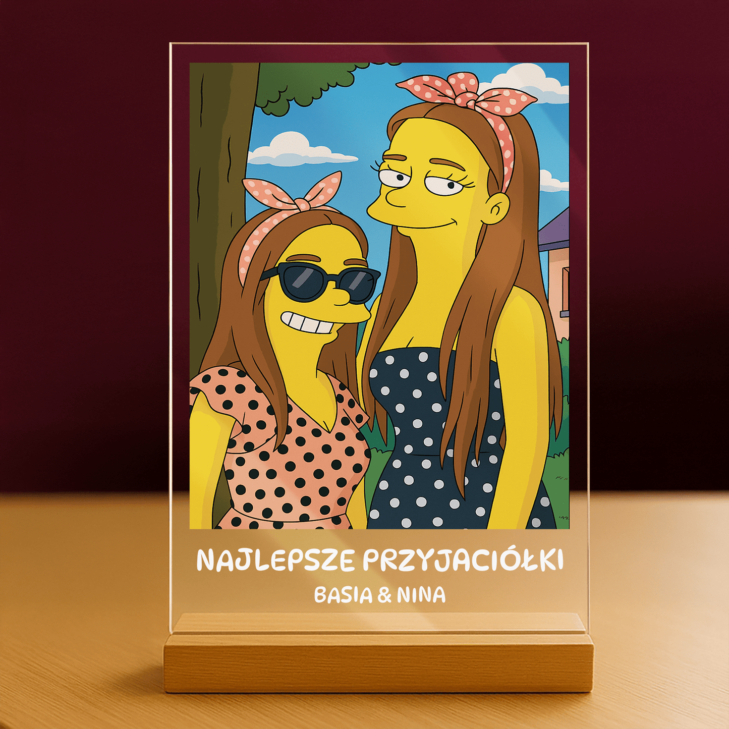 Przyjaciółki w stylu Simpson - portret na szkle akrylowym dla przyjaciółki - Emmygift.pl