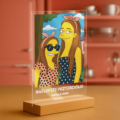 Przyjaciółki w stylu Simpson - portret na szkle akrylowym dla przyjaciółki - Emmygift.pl