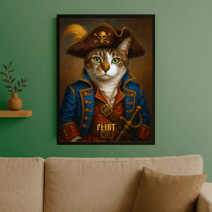 Pupil jako pirat - personalizowany plakat dla miłośników kotów - Emmygift.pl