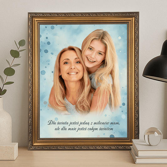 Realistyczny portret mamy i córki - personalizowany obraz na płótnie dla mamy - Emmygift.pl