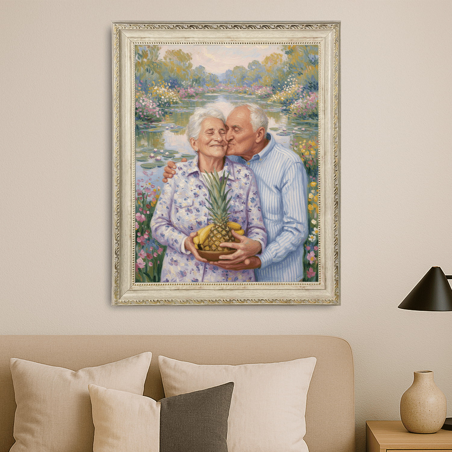 Rocznica babci i dziadka - portret na płótnie dla dziadków - Emmygift.pl