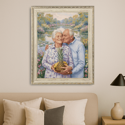 Rocznica babci i dziadka - portret na płótnie dla dziadków - Emmygift.pl