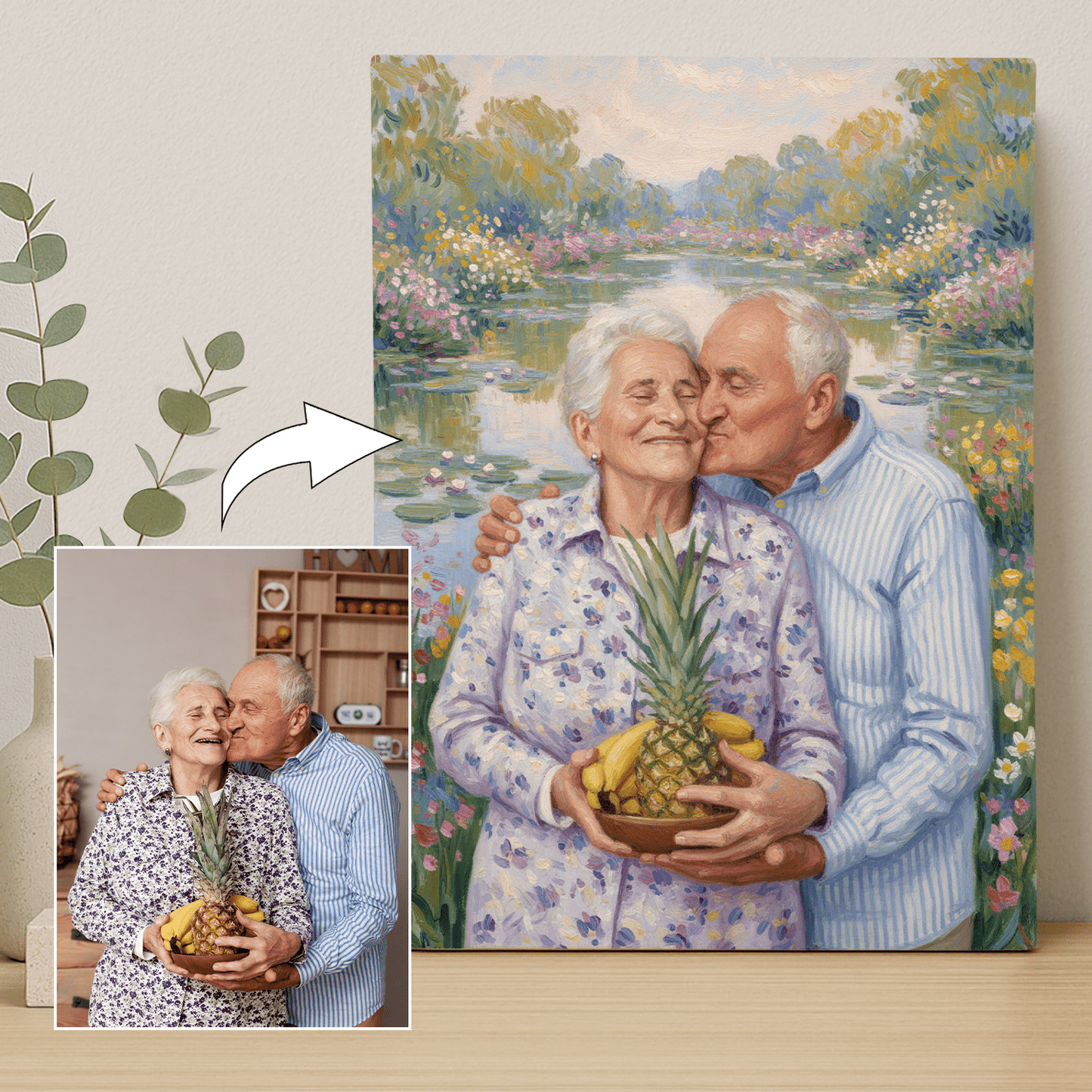 Rocznica babci i dziadka - portret na płótnie dla dziadków - Emmygift.pl