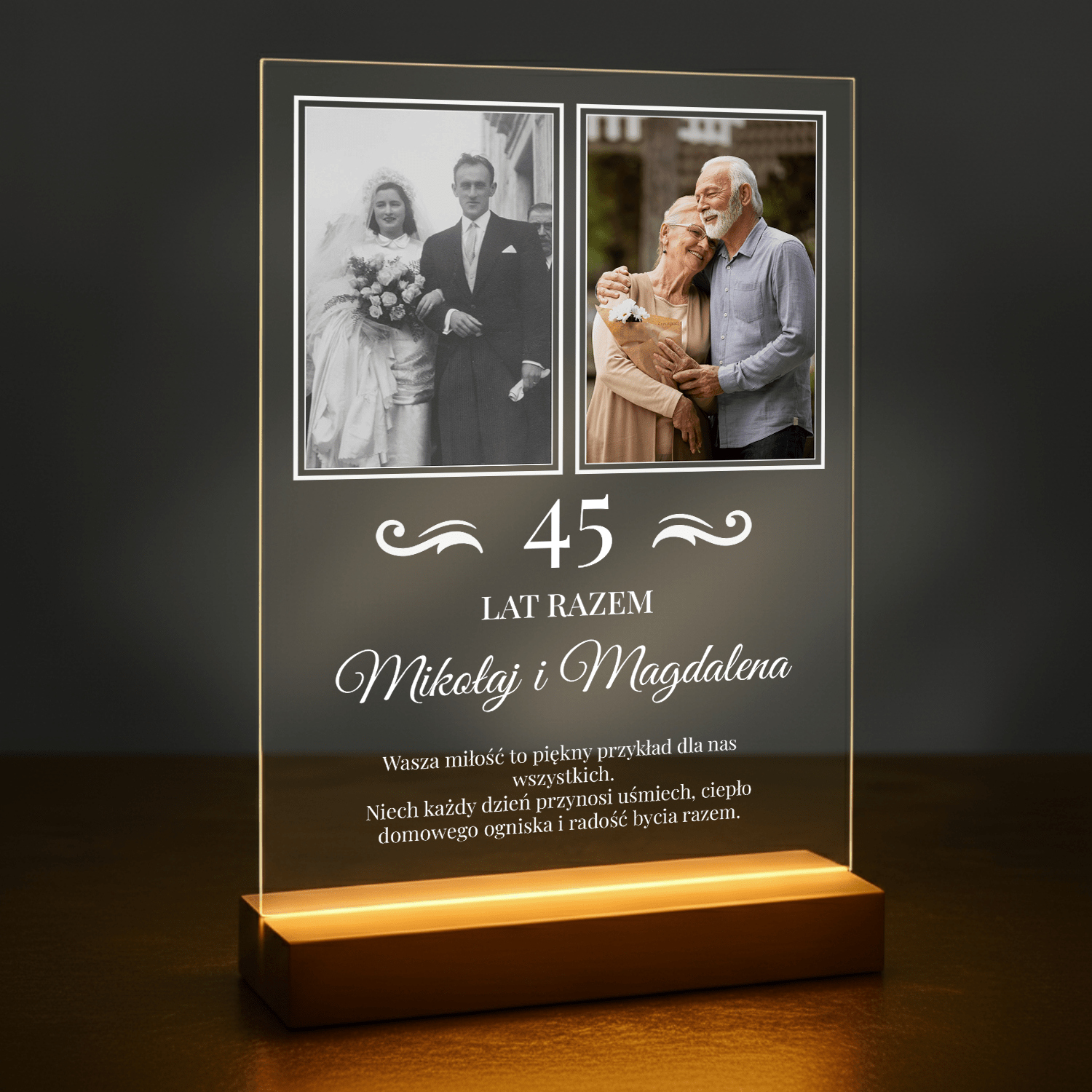 Rocznica ślubu dziadków - druk na szkle akrylowym dla dziadków - Emmygift.pl