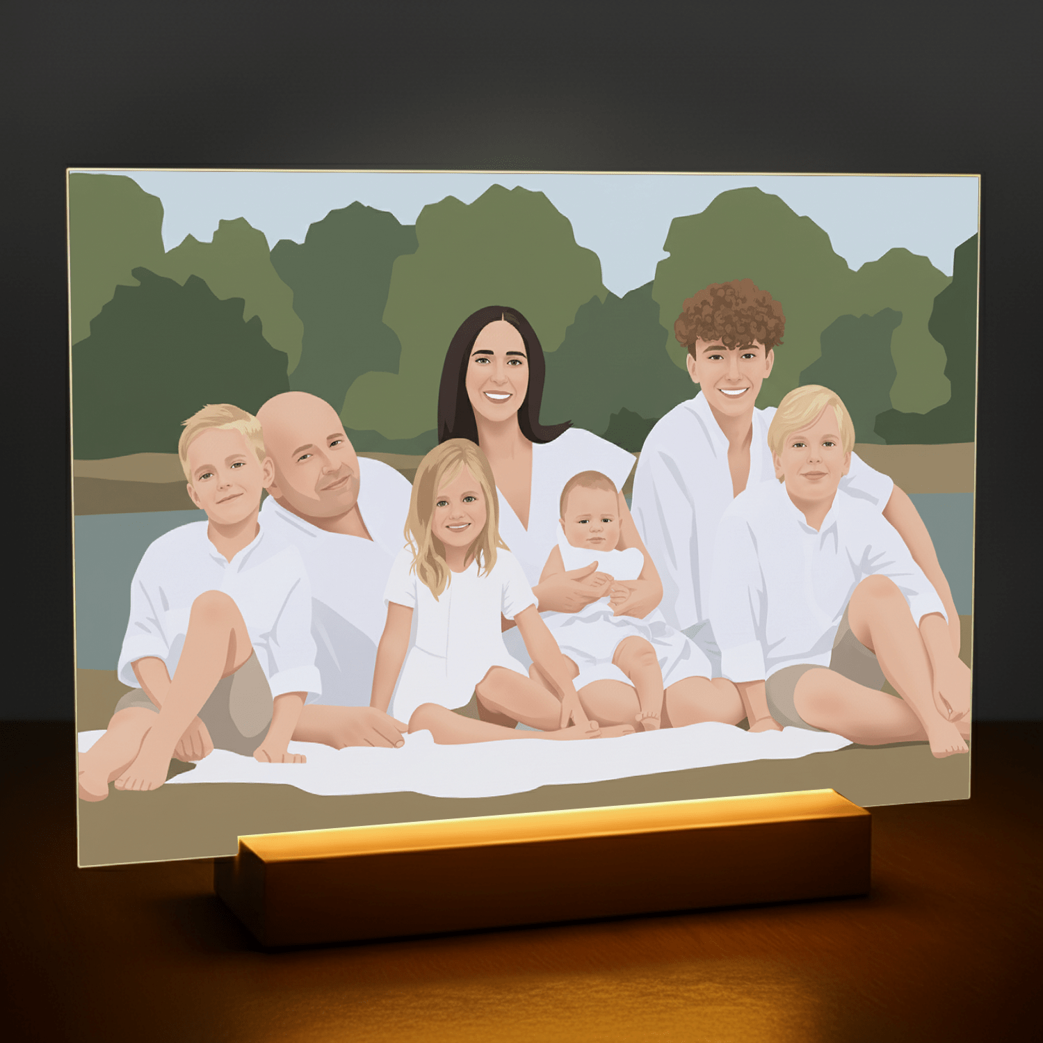 Rodzina jak narysowana w ilustracji - portret na szkle akrylowym dla rodziców - Emmygift.pl