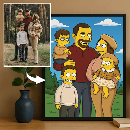 Rodzina jak w stylu Simpson - portret na plakacie dla rodziców - Emmygift.pl