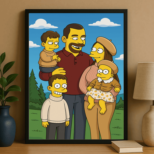 Rodzina jak w stylu Simpson - portret na plakacie dla rodziców - Emmygift.pl