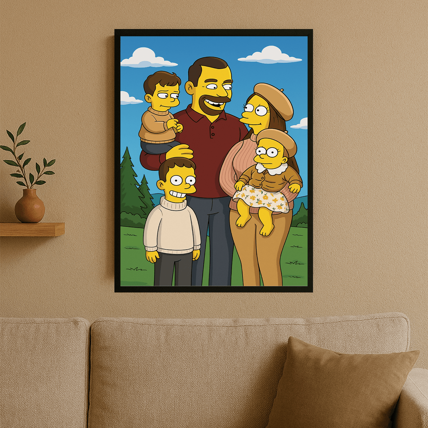 Rodzina jak w stylu Simpson - portret na plakacie dla rodziców - Emmygift.pl
