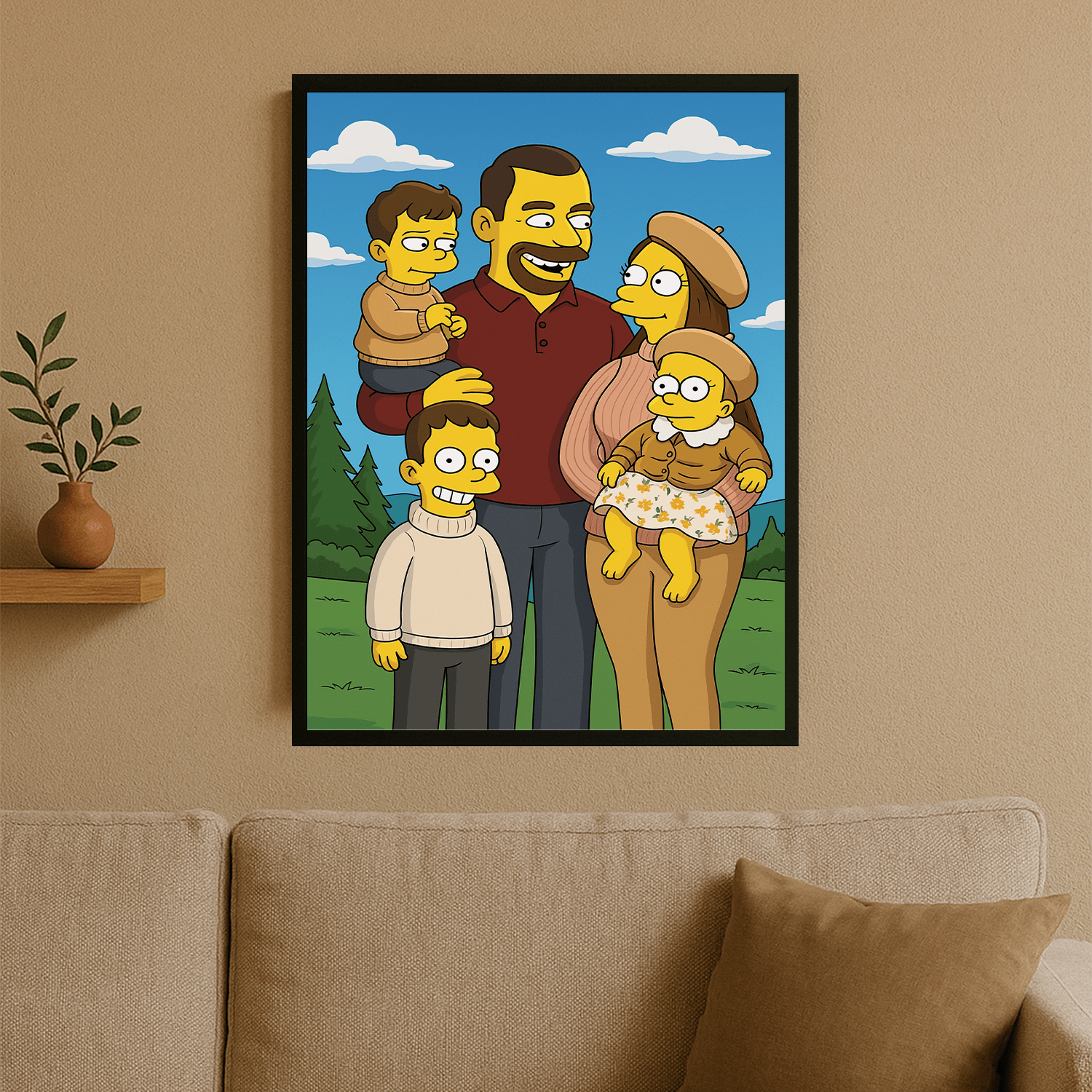 Rodzina jak w stylu Simpson - portret na plakacie dla rodziców - Emmygift.pl