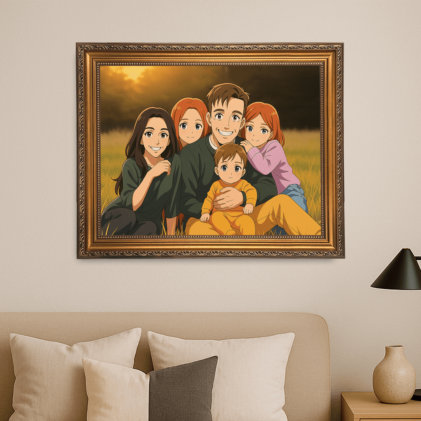 Rodzina jak z Anime - portret na płótnie dla rodziców - Emmygift.pl