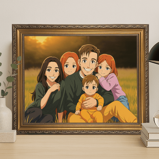 Rodzina jak z Anime - portret na płótnie dla rodziców - Emmygift.pl