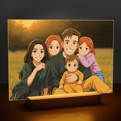 Rodzina jak z Anime - portret na szkle akrylowym dla rodziców - Emmygift.pl