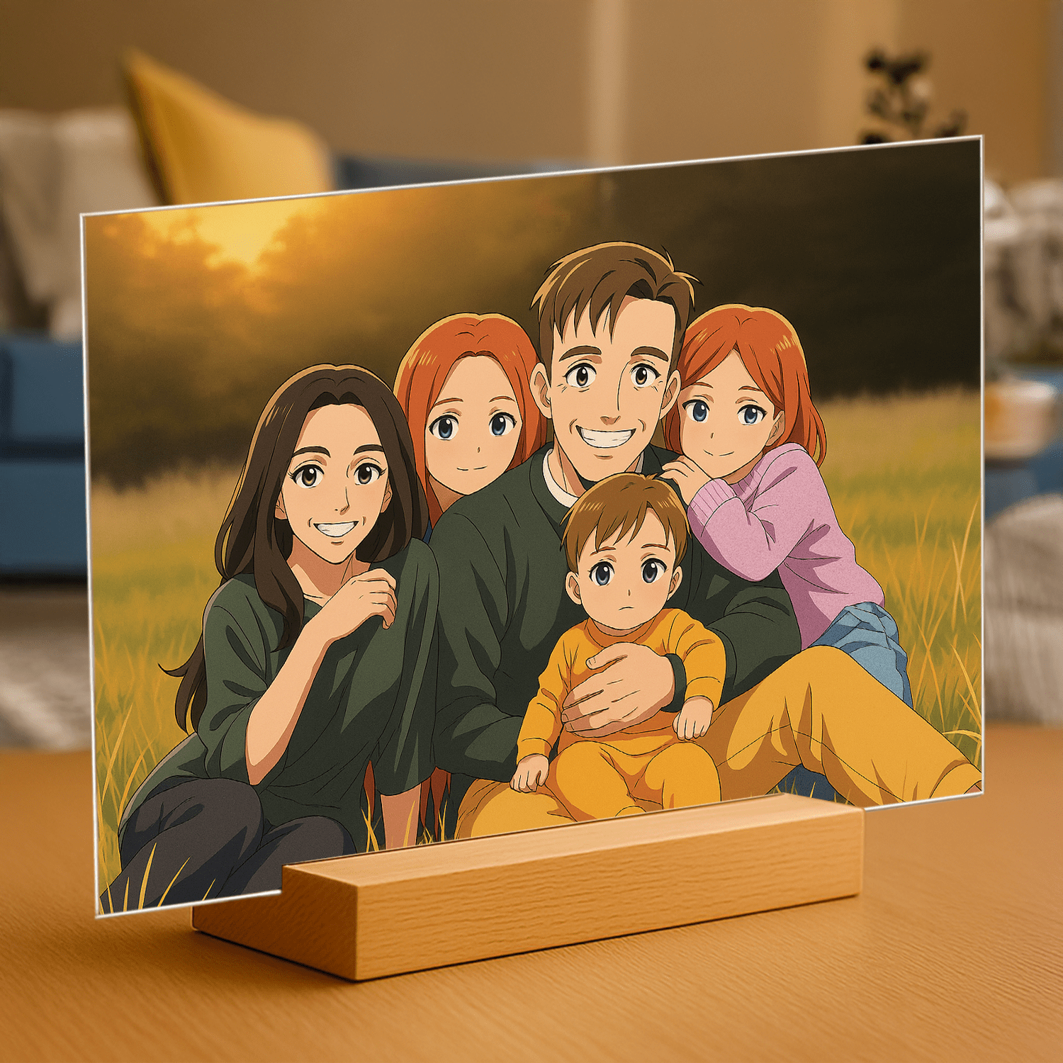 Rodzina jak z Anime - portret na szkle akrylowym dla rodziców - Emmygift.pl
