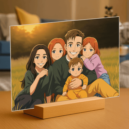 Rodzina jak z Anime - portret na szkle akrylowym dla rodziców - Emmygift.pl