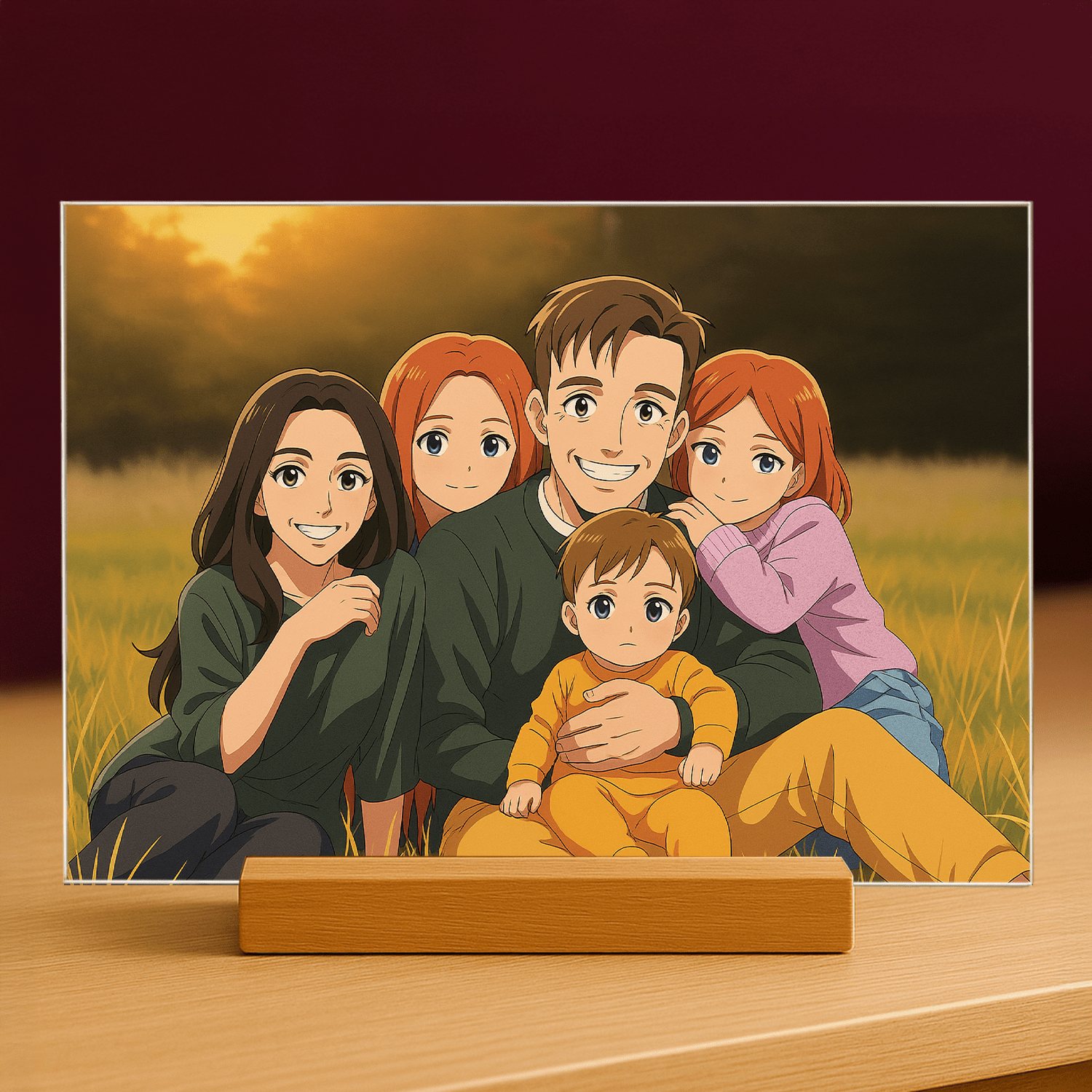 Rodzina jak z Anime - portret na szkle akrylowym dla rodziców - Emmygift.pl