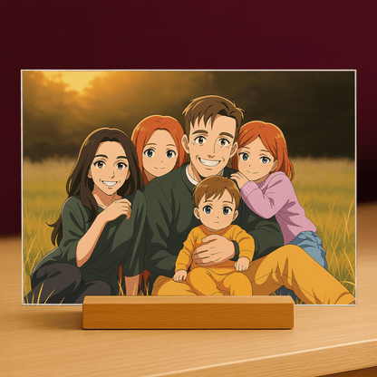 Rodzina jak z Anime - portret na szkle akrylowym dla rodziców - Emmygift.pl