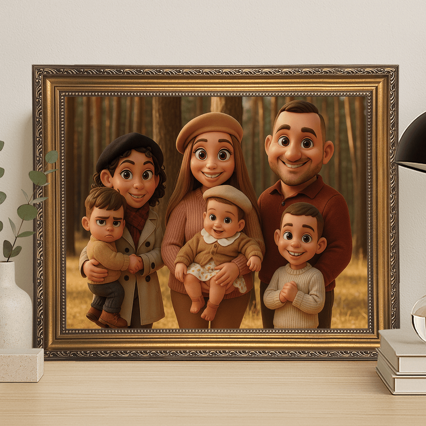 Rodzina jak z bajkowej animacji - portret na płótnie dla rodziców - Emmygift.pl