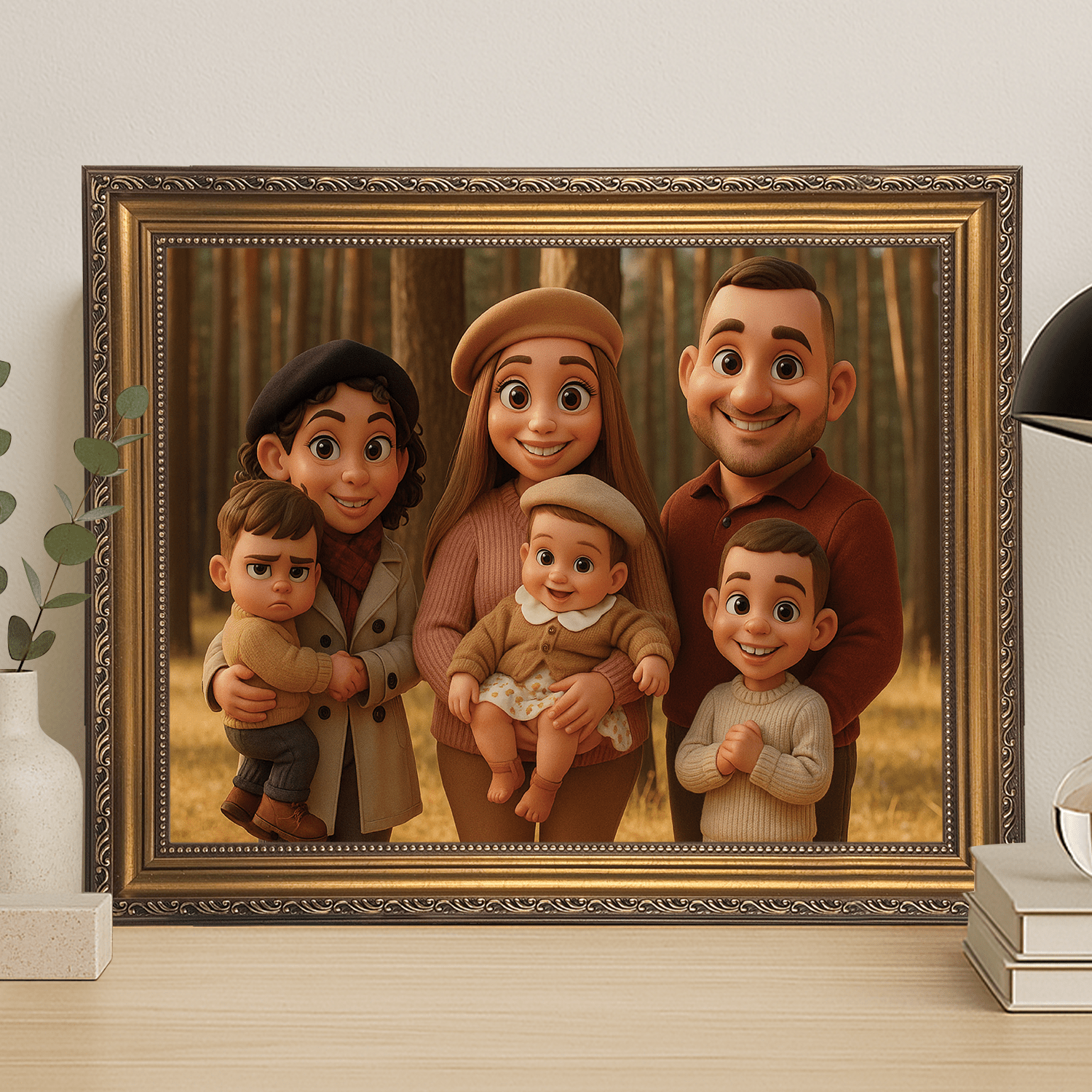 Rodzina jak z bajkowej animacji - portret na płótnie dla rodziców - Emmygift.pl