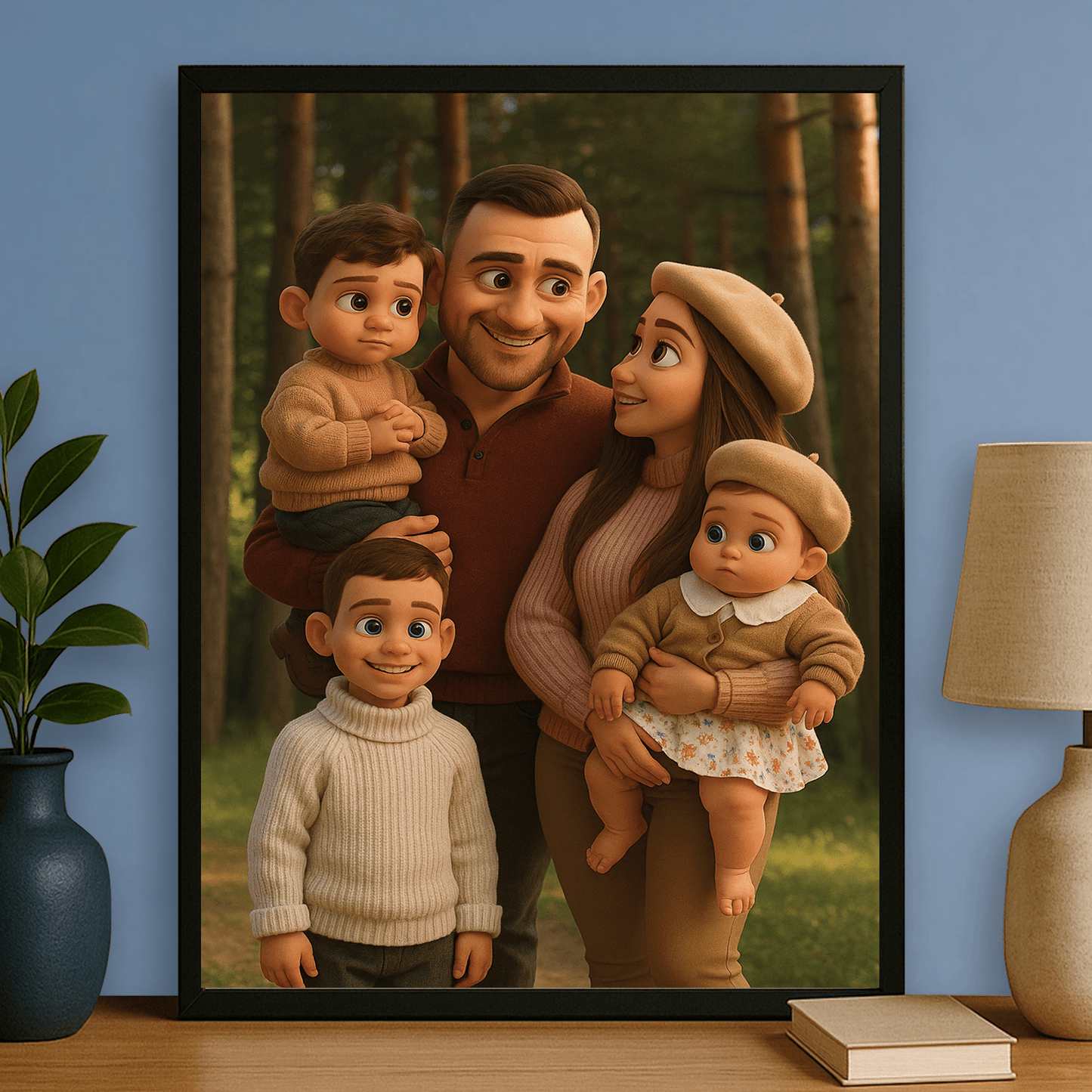 Rodzina w animowanym stylu 3D - portret na plakacie dla rodziców - Emmygift.pl