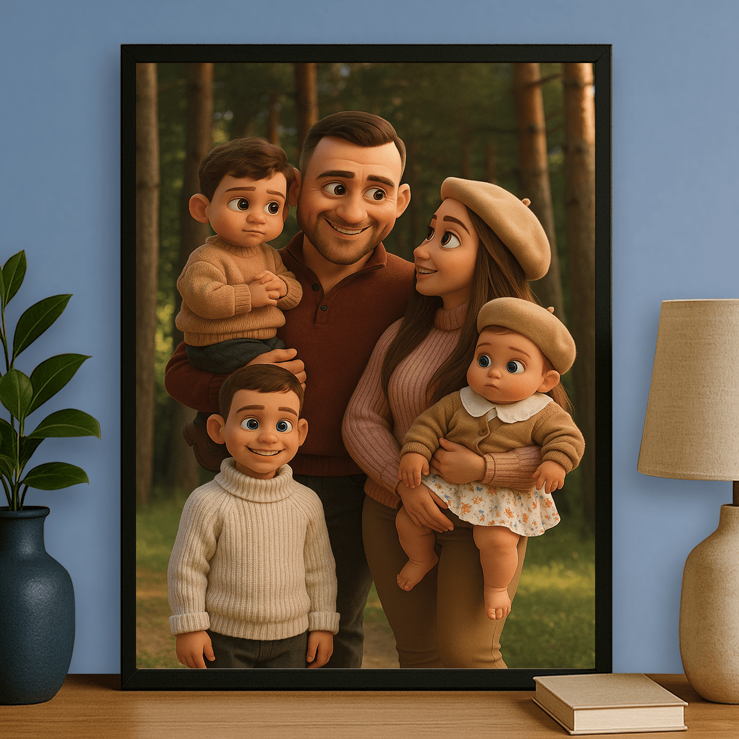 Rodzina w animowanym stylu 3D - portret na plakacie dla rodziców - Emmygift.pl