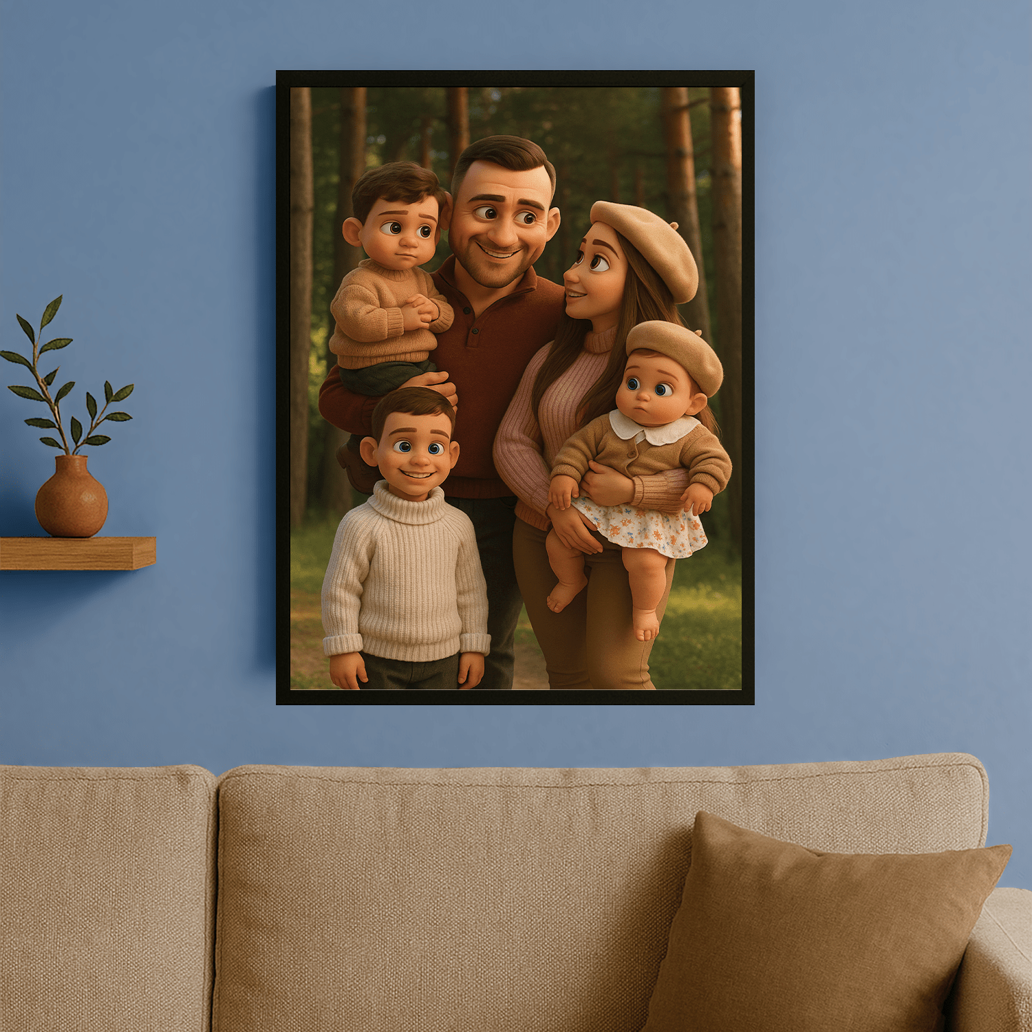 Rodzina w animowanym stylu 3D - portret na plakacie dla rodziców - Emmygift.pl