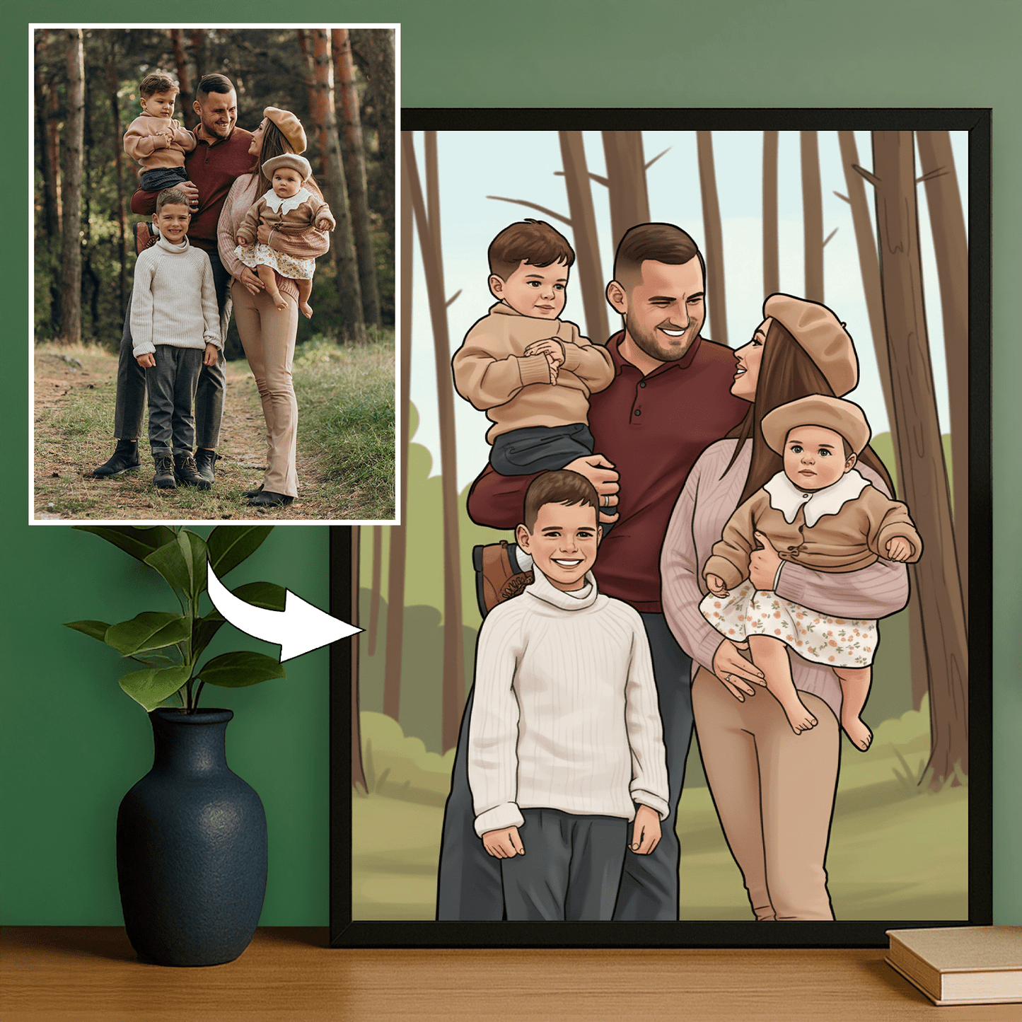 Rodzina w komiksowym stylu - portret na plakacie dla rodziców - Emmygift.pl