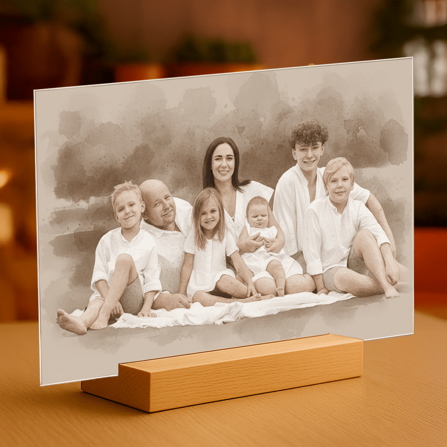 Rodzina w stylu coffee - portret na szkle akrylowym dla rodziców - Emmygift.pl