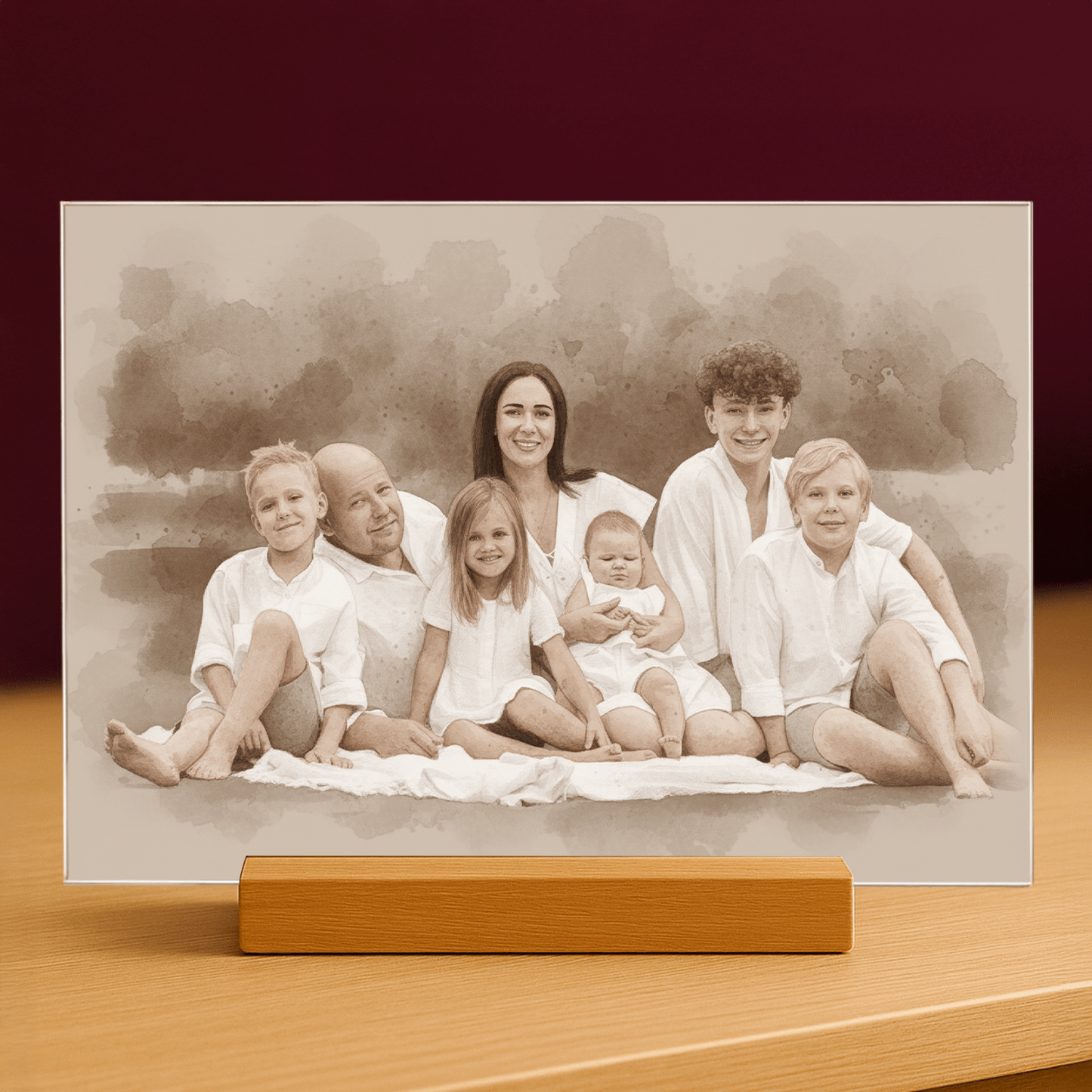 Rodzina w stylu coffee - portret na szkle akrylowym dla rodziców - Emmygift.pl