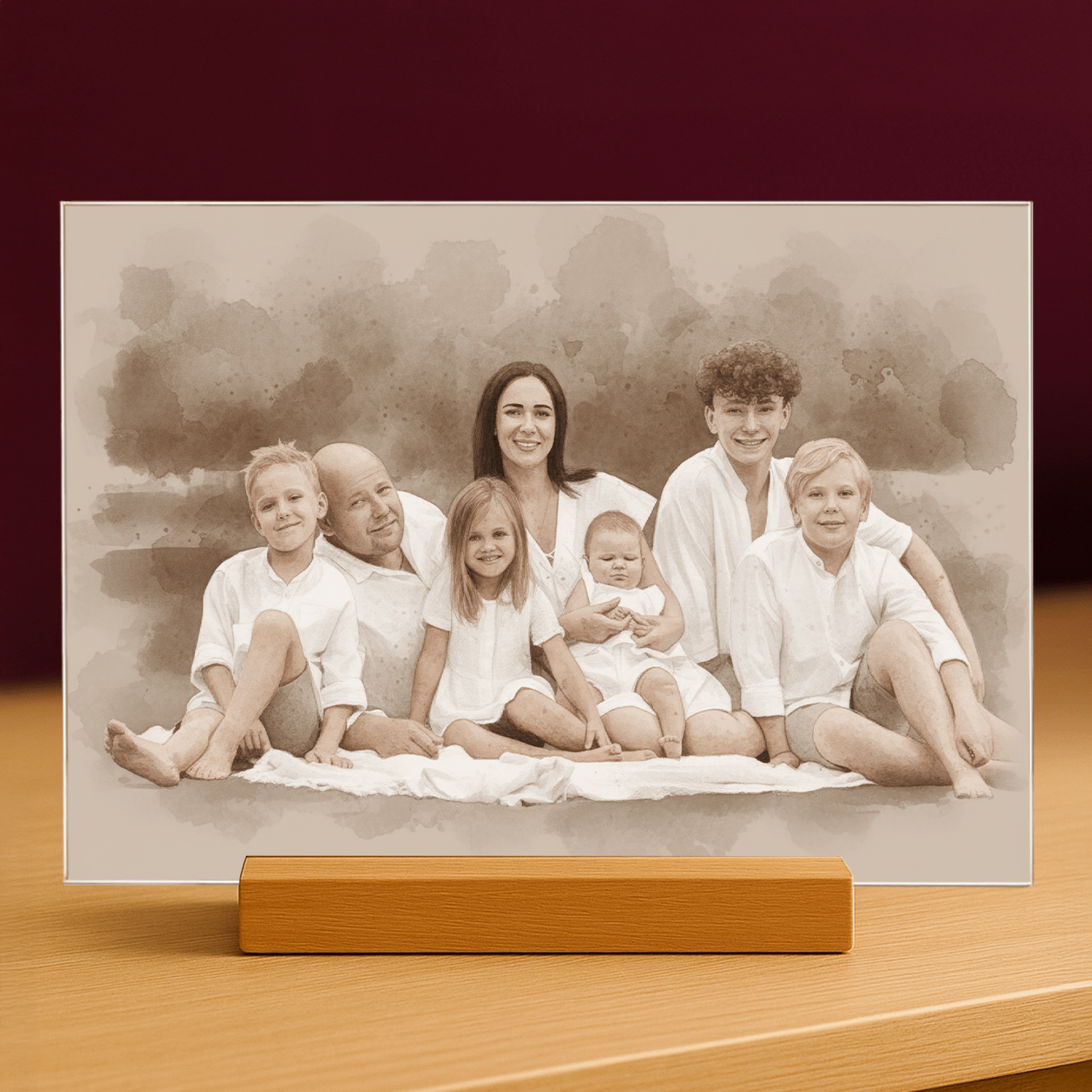 Rodzina w stylu coffee - portret na szkle akrylowym dla rodziców - Emmygift.pl