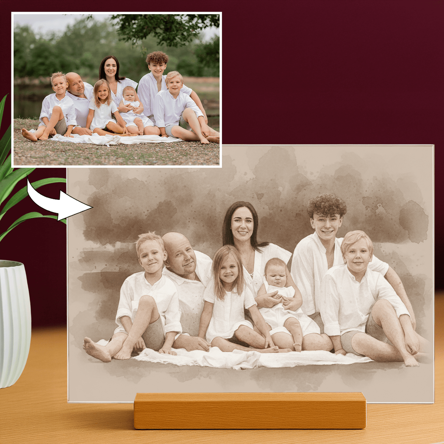 Rodzina w stylu coffee - portret na szkle akrylowym dla rodziców - Emmygift.pl