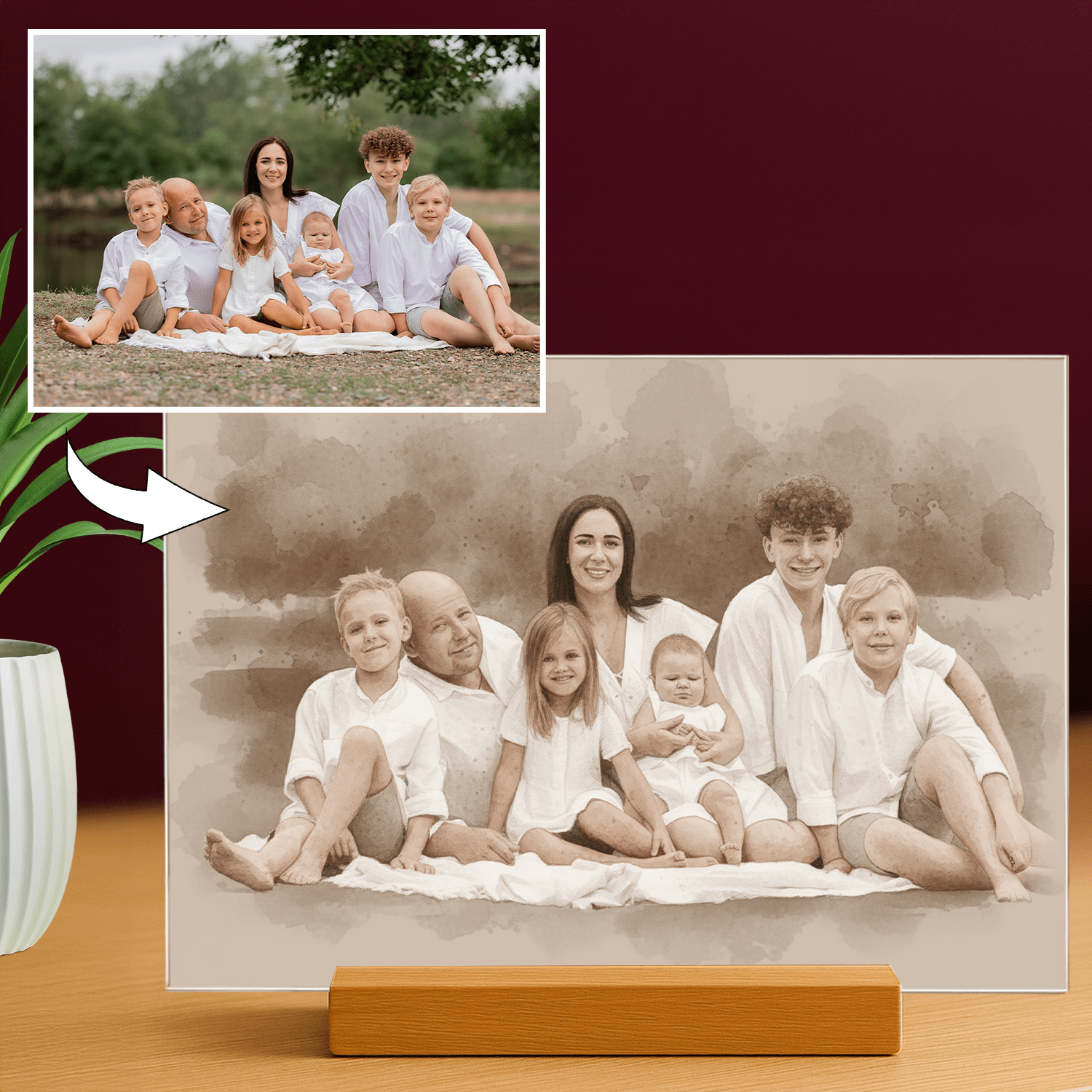 Rodzina w stylu coffee - portret na szkle akrylowym dla rodziców - Emmygift.pl