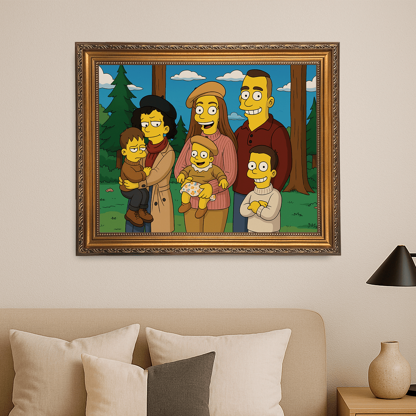 Rodzina w stylu Simpson - portret na płótnie dla rodziców - Emmygift.pl