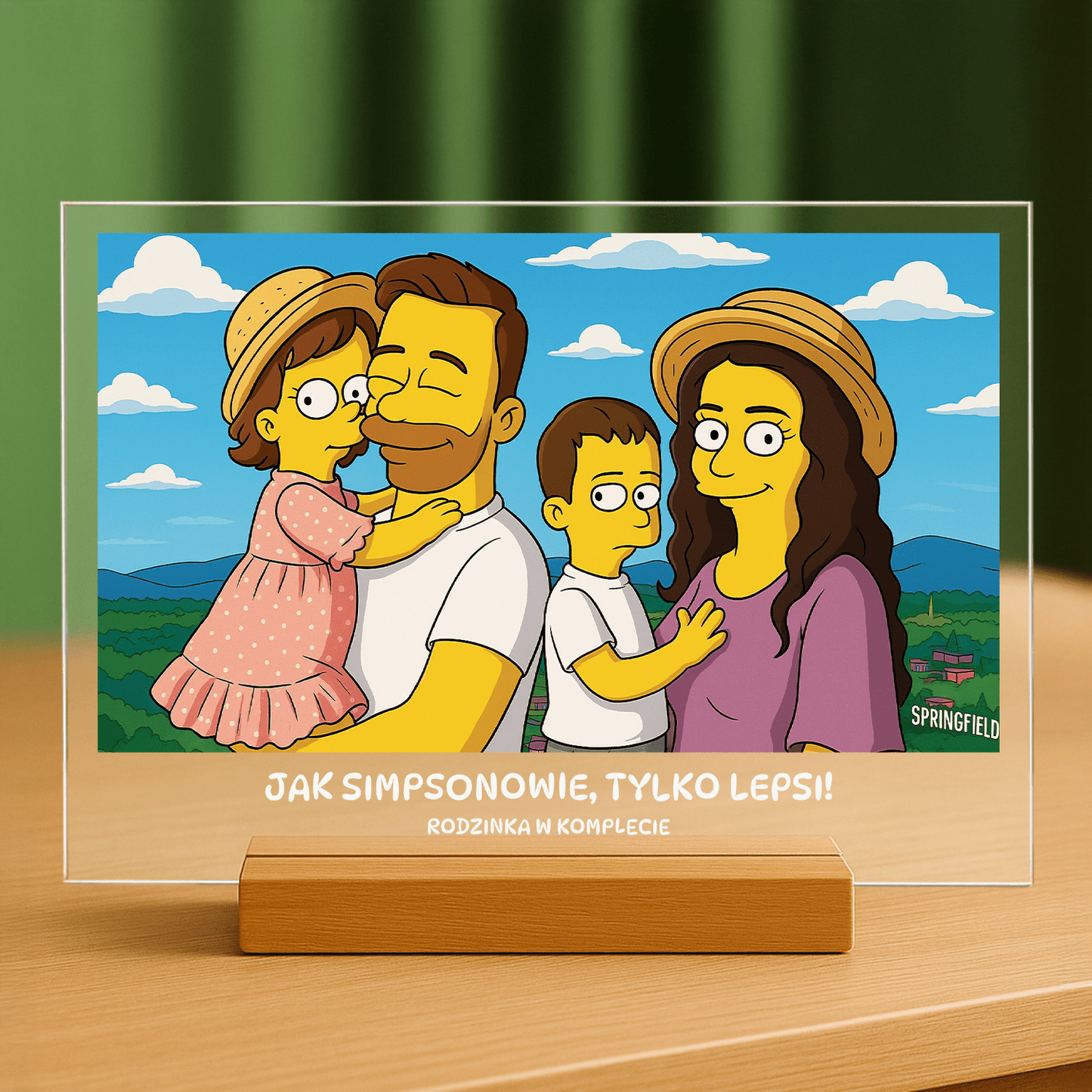 Rodzina w stylu Simpsonów - portret na szkle akrylowym dla rodziców - Emmygift.pl