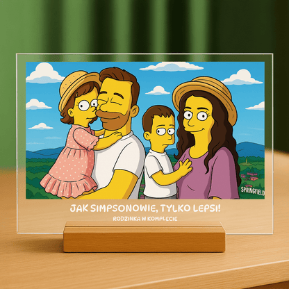 Rodzina w stylu Simpsonów - portret na szkle akrylowym dla rodziców - Emmygift.pl