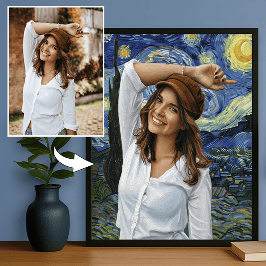 Rodzina w stylu Van Gogh - portret na plakacie dla rodziców - Emmygift.pl