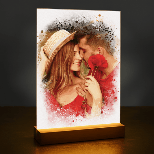 Romantic print watercolor - portret na szkle dla pary - Emmygift.pl