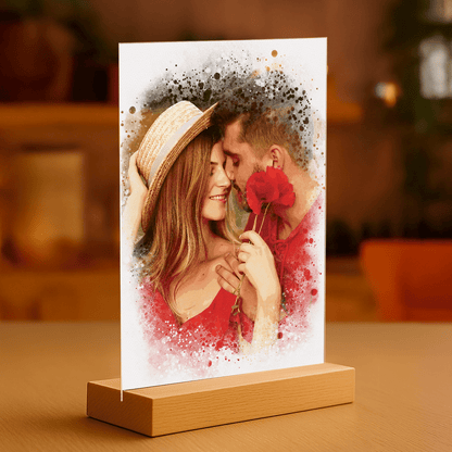 Romantic print watercolor - portret na szkle dla pary - Emmygift.pl
