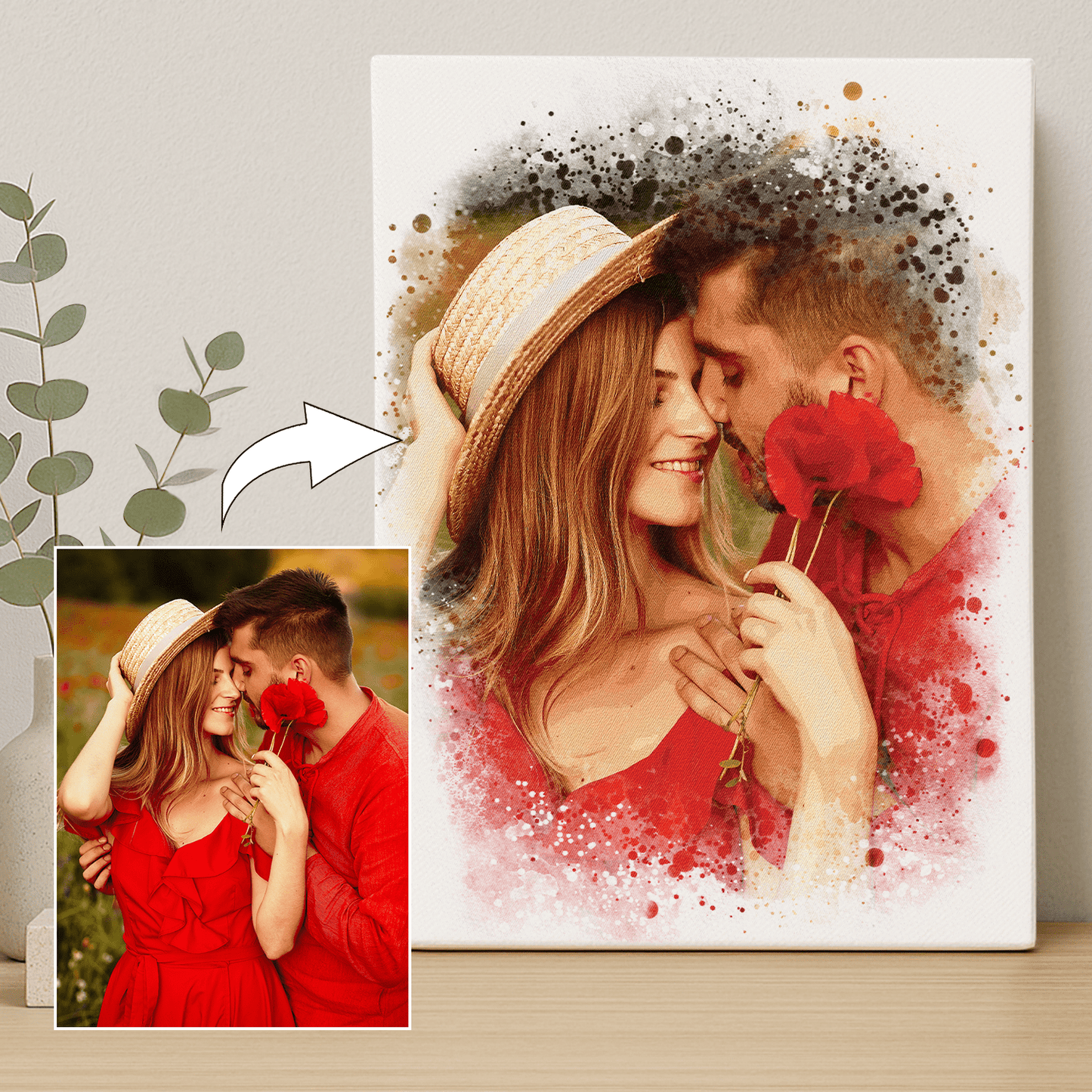 Romantyczny kadr - portret na płótnie dla pary - Emmygift.pl