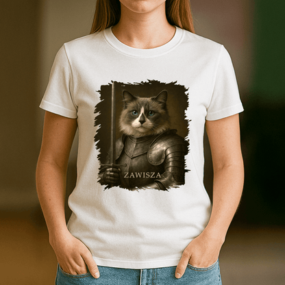 Rycerski kot - koszulka damska z nadrukiem dla miłośnika kotów - Emmygift.pl