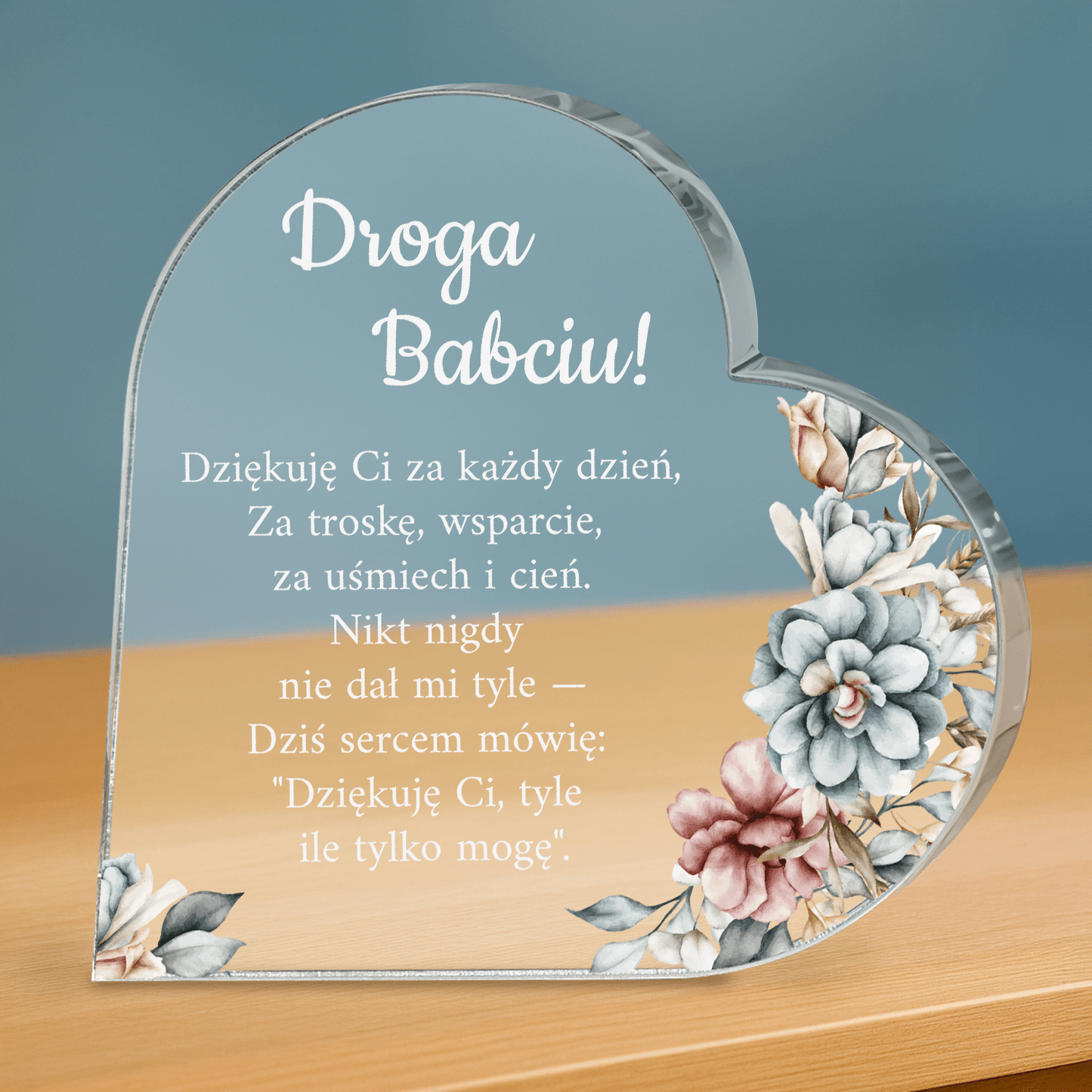 Droga babciu - personalizowane serce z nadrukiem - Emmygift.pl