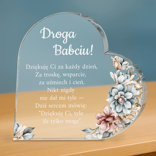 Droga babciu - personalizowane serce z nadrukiem - Emmygift.pl