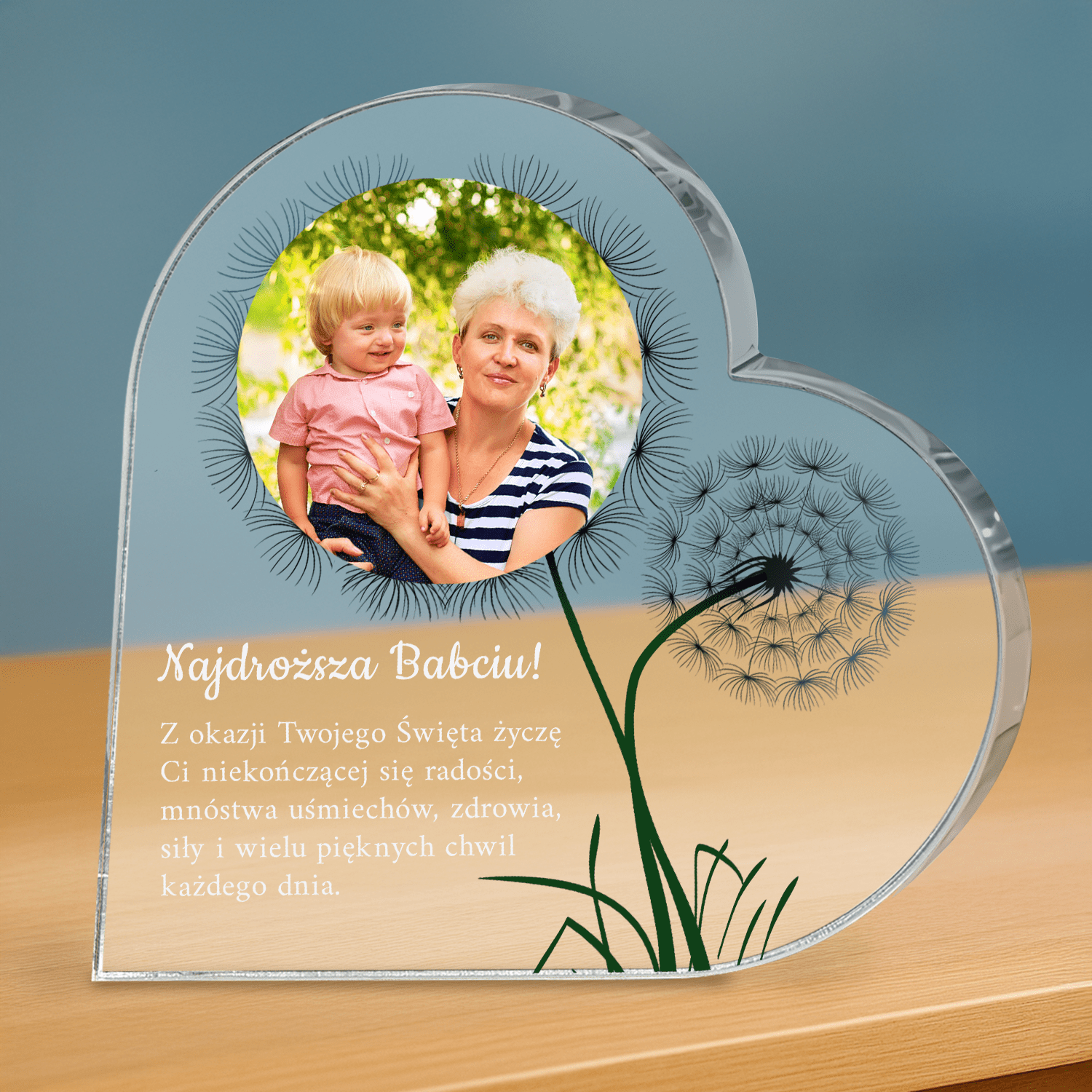 Życzenia dla najdroższej babci - personalizowane serce z nadrukiem - Emmygift.pl