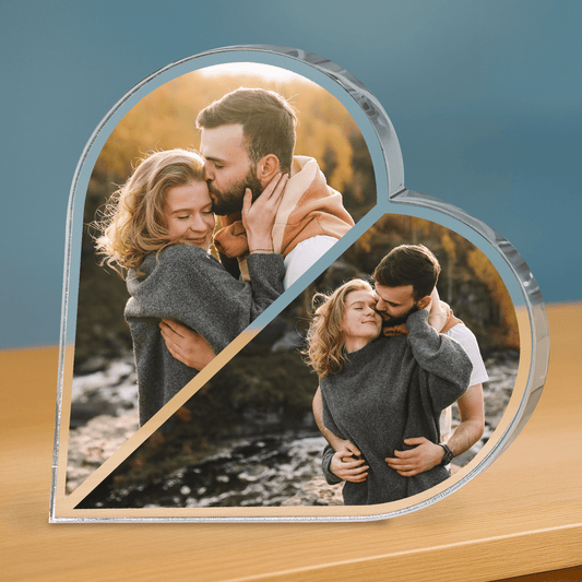 Dwa zdjęcia zakochanych - personalizowane serce z nadrukiem dla pary - Emmygift.pl