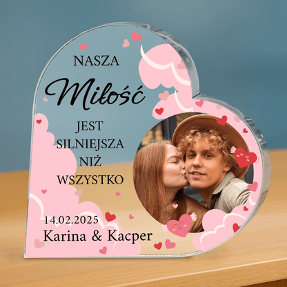 Miłość silniejsza niż wszystko - personalizowane serce z nadrukiem dla pary - Emmygift.pl