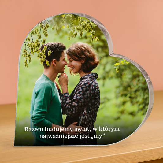 Razem budujemy świat - personalizowane serce z nadrukiem dla pary