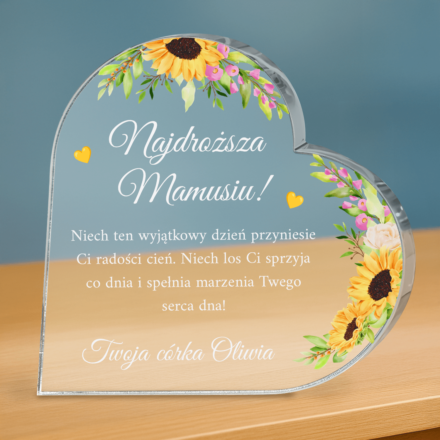 Życzenia od serca dla mamy - personalizowane serce z nadrukiem - Emmygift.pl