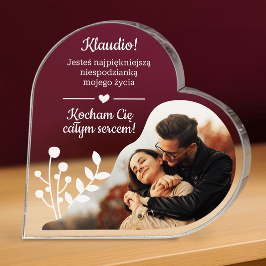 Kocham Cię całym sercem - personalizowane serce z nadrukiem - Emmygift.pl