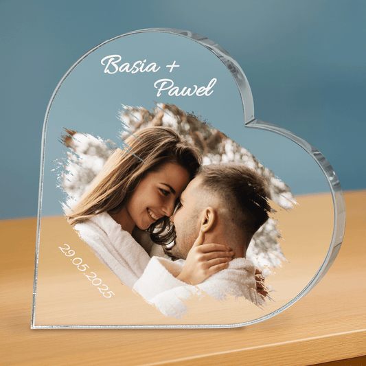 Zdjęcie pary + imiona - personalizowane serce z nadrukiem - Emmygift.pl