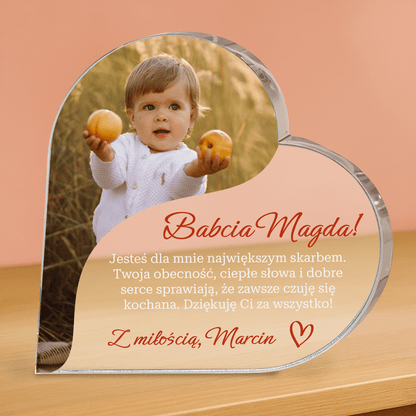 Babcia to największy skarb - personalizowane serce z nadrukiem - Emmygift.pl