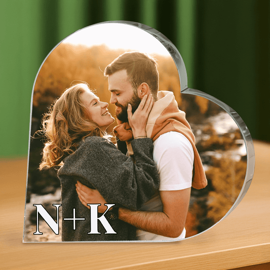 Wspólne zdjęcie zakochanych - personalizowane serce z nadrukiem dla pary - Emmygift.pl